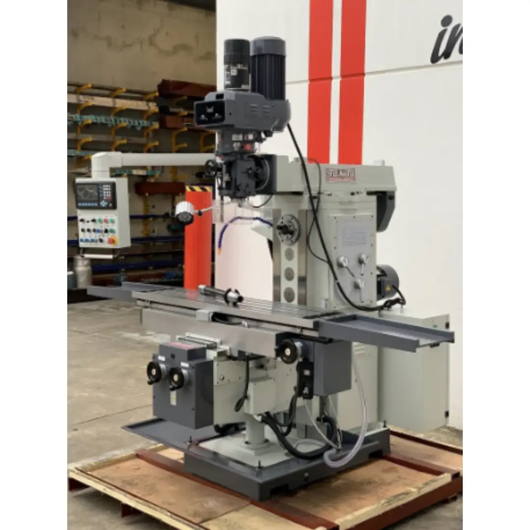 Turret Type Mill, Horizontal Arbor, 1600mm x 360mm Table, 40/ 50 International Spindle Mounts, Servo Drive, Power Draw Bar & 3 Axis DRO - 415Volt